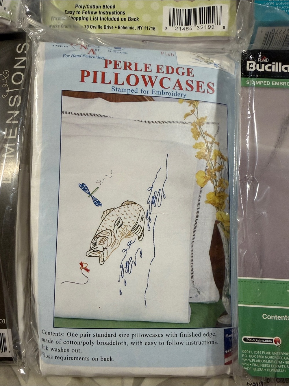 NIP Large Lot of Stamped Pillow Case Pairs - 20 Total for Embroidery plus extras - Picture 4 of 12